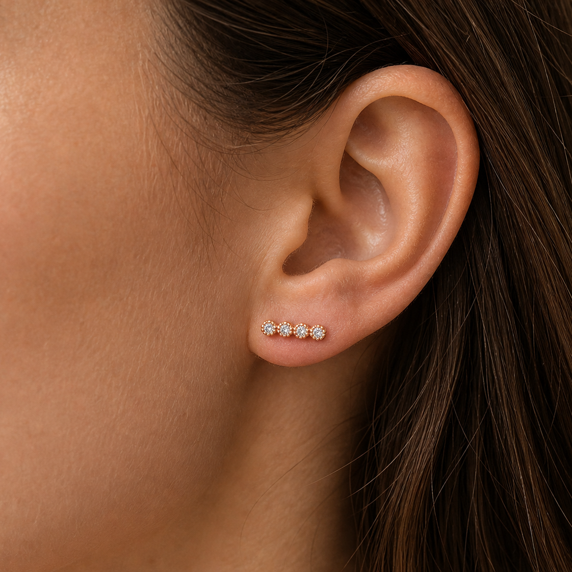 585 Rotgold Ohrstecker Zirkonia Reihe – 11 mm
