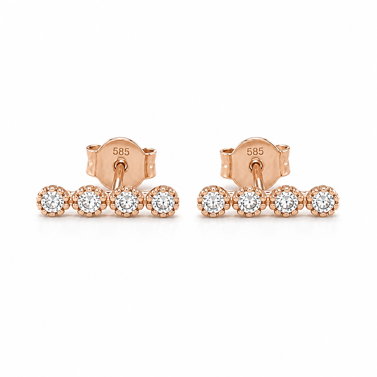 585 Rotgold Ohrstecker Zirkonia Reihe – 11 mm