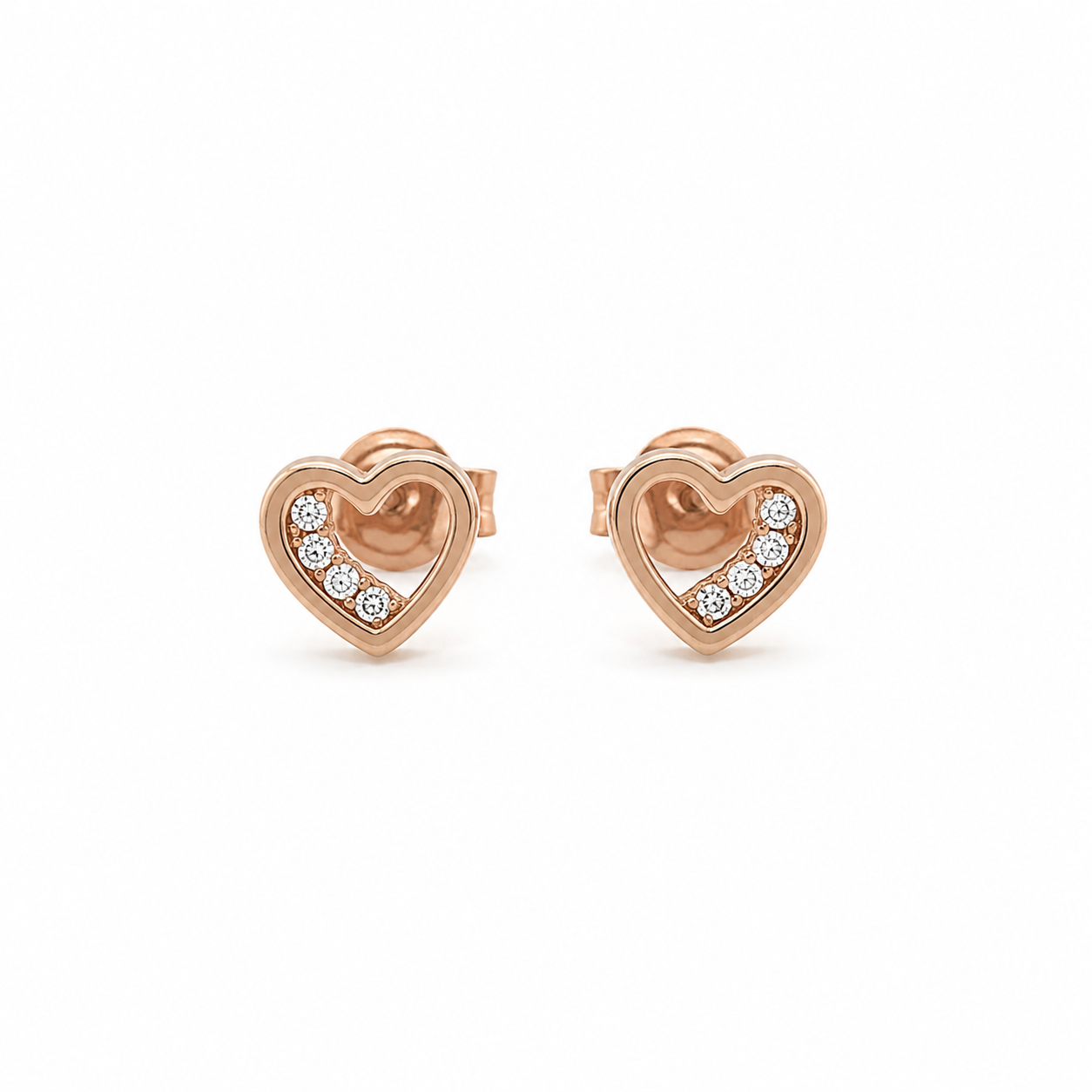 585 Rotgold Ohrstecker Herz mit Zirkonia 7 mm