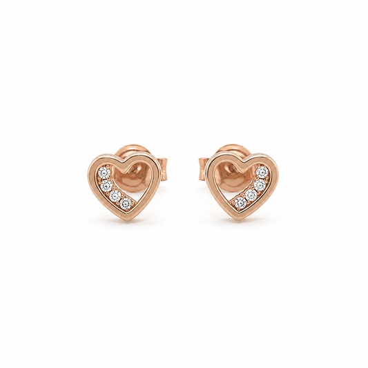 585 Rotgold Ohrstecker Herz mit Zirkonia 7 mm