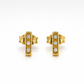 Diamantsplitter Ohrstecker aus 585 Gelbgold in Stabform