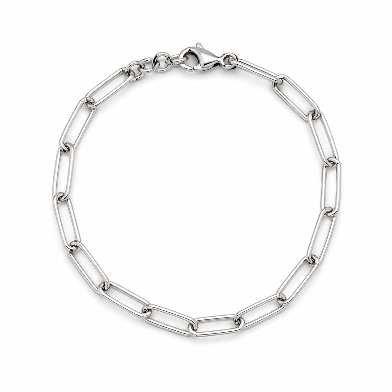 Paperclip Armband aus rhodiniertem Silber 20 cm