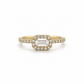 Halo Zirkonia Ring aus 585 Gelbgold mit Emerald Cut Mittelstein in Frontansicht