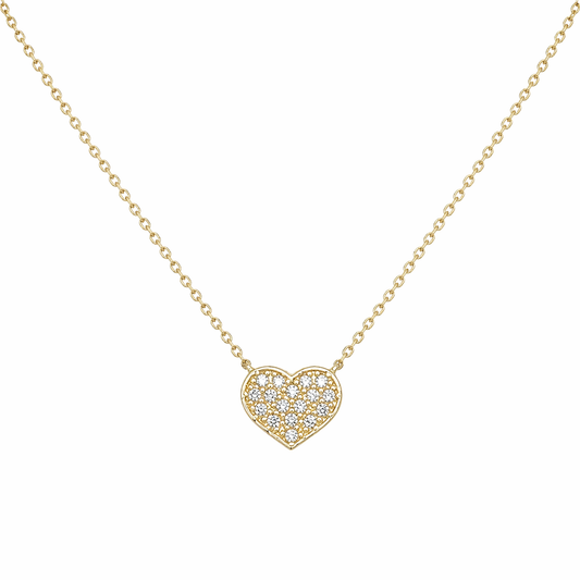 585 Gelbgold Kette mit Herzanhänger und Zirkonia, 45 cm mit Zwischenöse 42 cm
