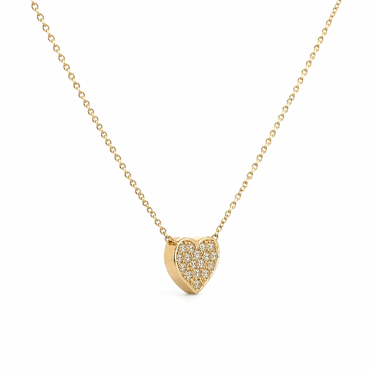 585 Gelbgold Herz Kette mit Zirkonia – 45 cm