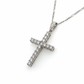 Silberkette mit Kreuz-Anhänger & Zirkonia rhodiniert – Figarokette 45 cm