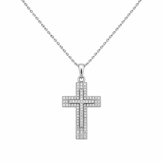 Silberkette mit Kreuz-Anhänger & Zirkonia – 42 cm