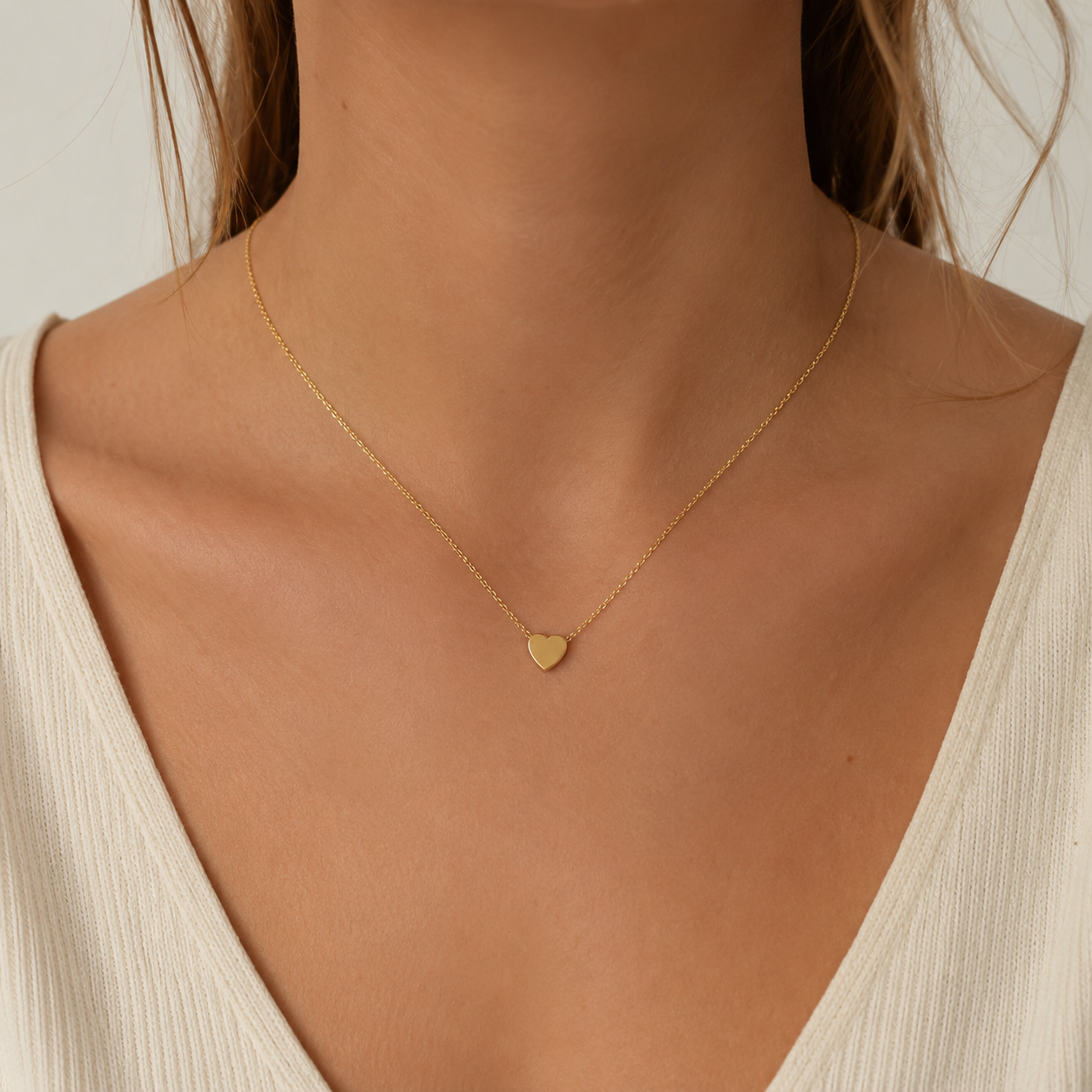 Herzkette Damen 585 Gelbgold – feine Goldkette mit Herz