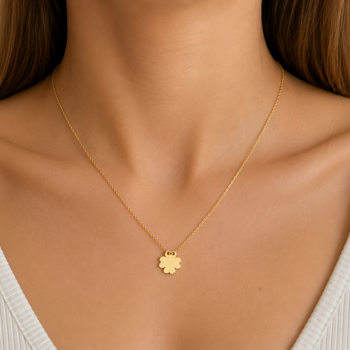 585 Gelbgold Kleeblatt Kette mit Federringverschluss und Zwischenöse