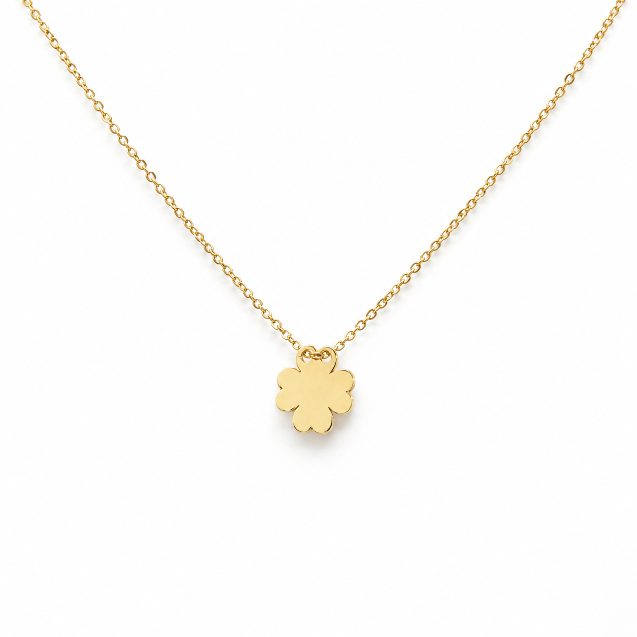 Filigrane 585 Gold Kette mit vierblättrigem Kleeblatt Anhänger