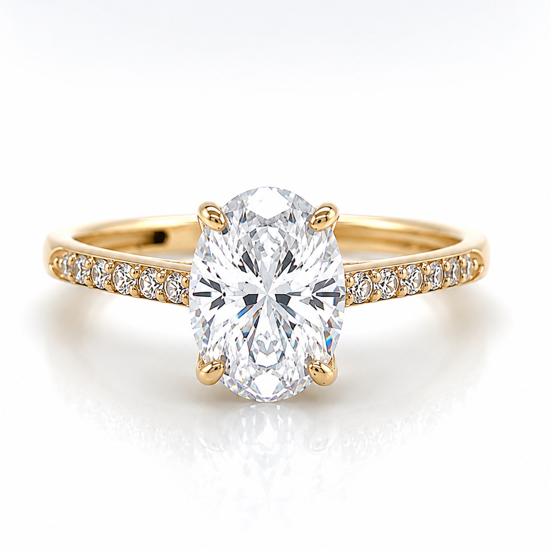 Verlobungsring aus 585 Gelbgold mit ovalem Zirkonia