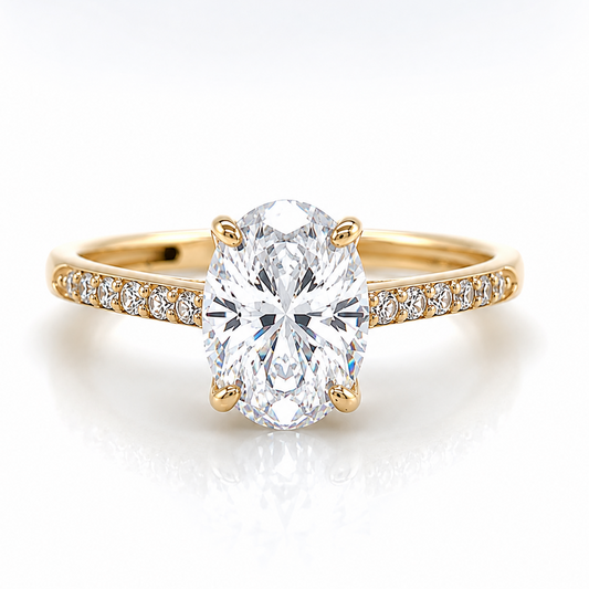 Verlobungsring aus 585 Gelbgold mit ovalem Zirkonia