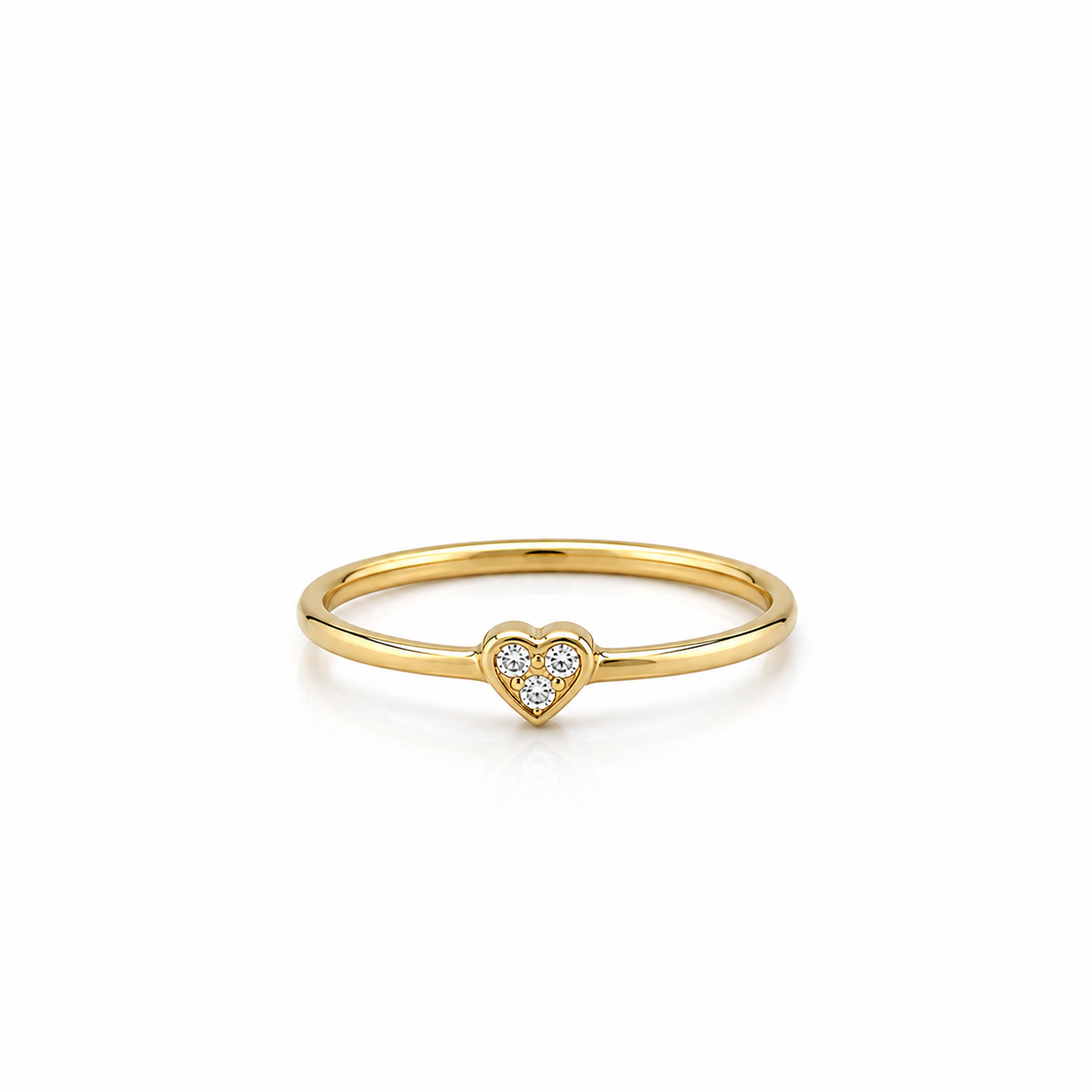 Herzring aus 585 Gelbgold mit Zirkonia