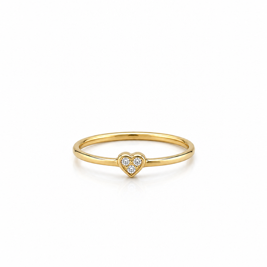 Herzring aus 585 Gelbgold mit Zirkonia