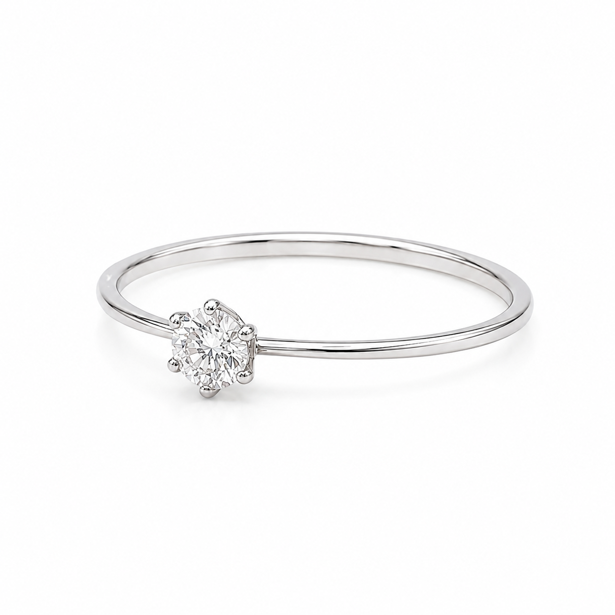 Zierlicher Zirkonia Ring aus 585 Weißgold in Schrägansicht