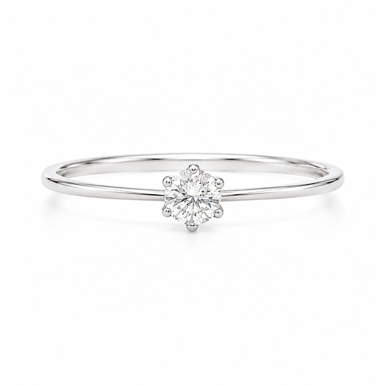 Solitärring aus 585 Weißgold mit rundem Zirkonia in Frontansicht