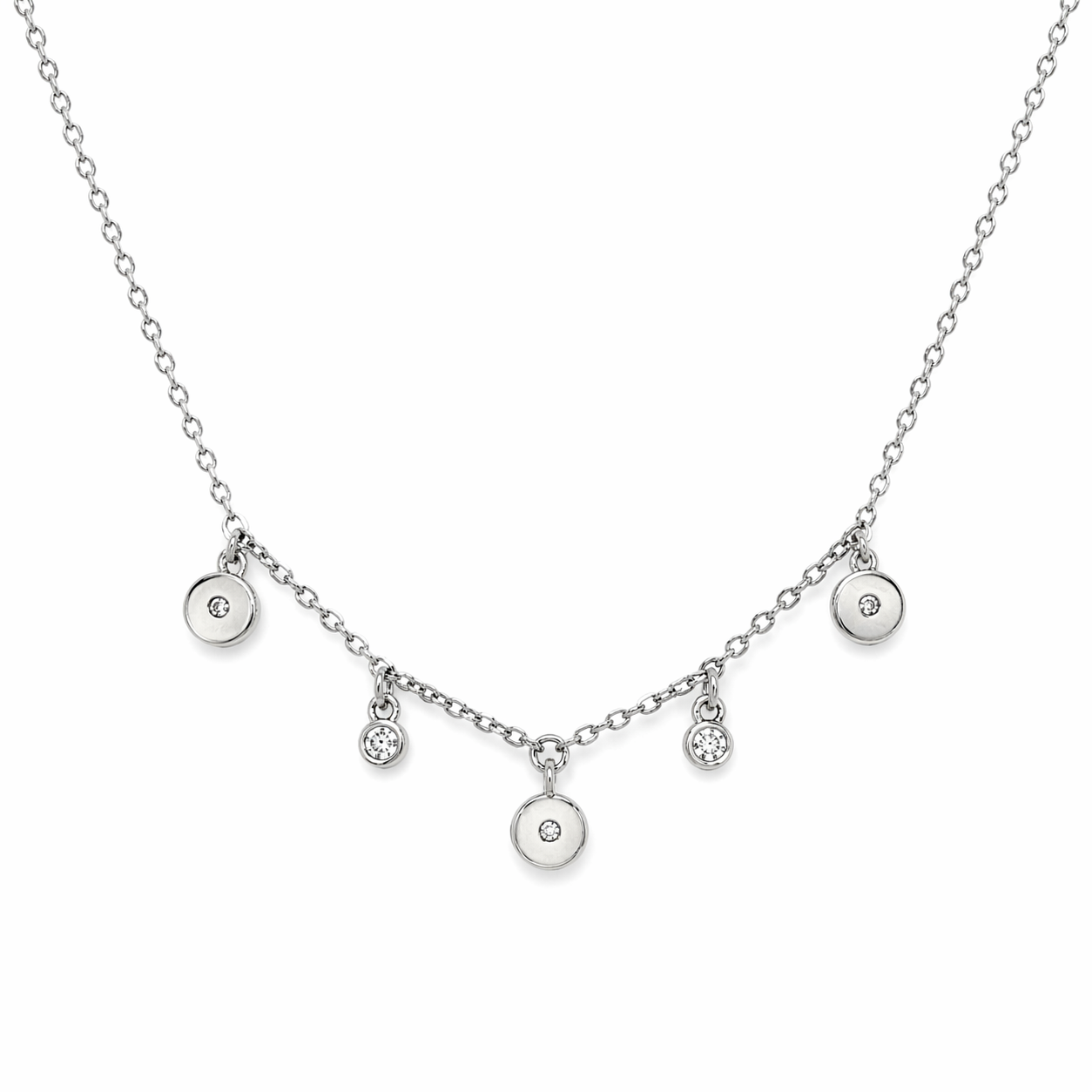 925 Silber Kette rhodiniert mit Zirkonia Anhängern 45 + 5 cm verstellbar