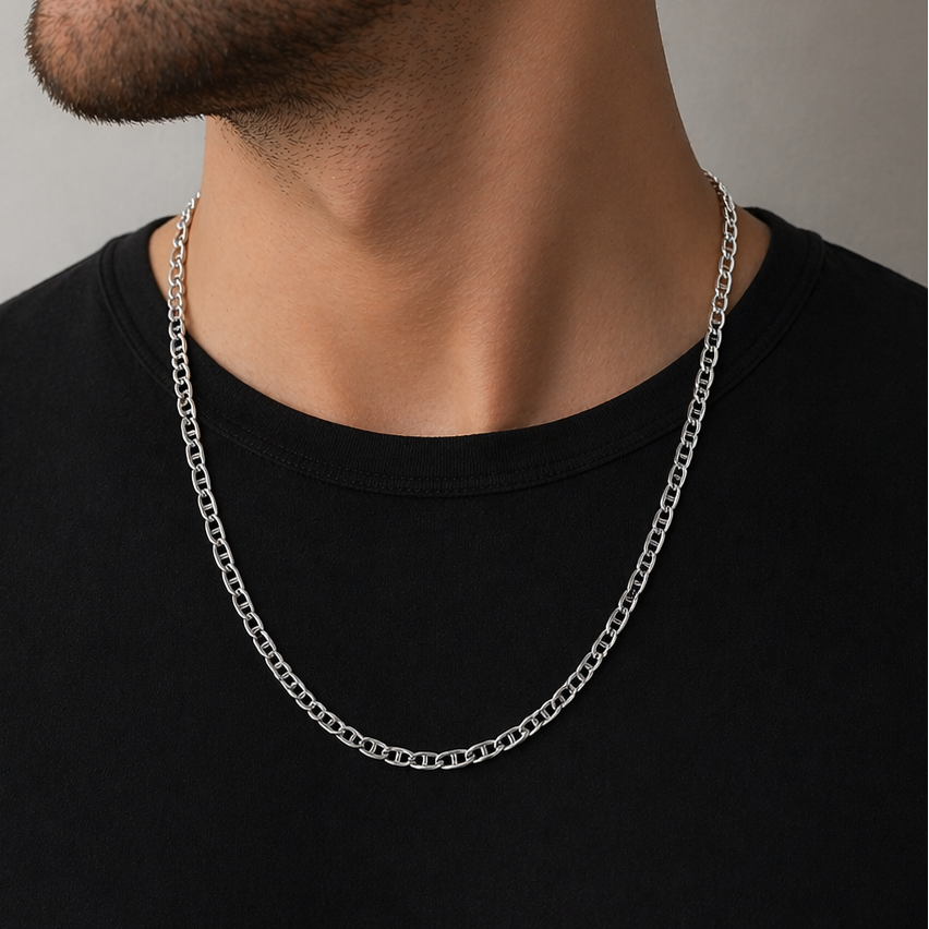 925 Silber Kette rhodiniert 5 mm massiv – 60 cm