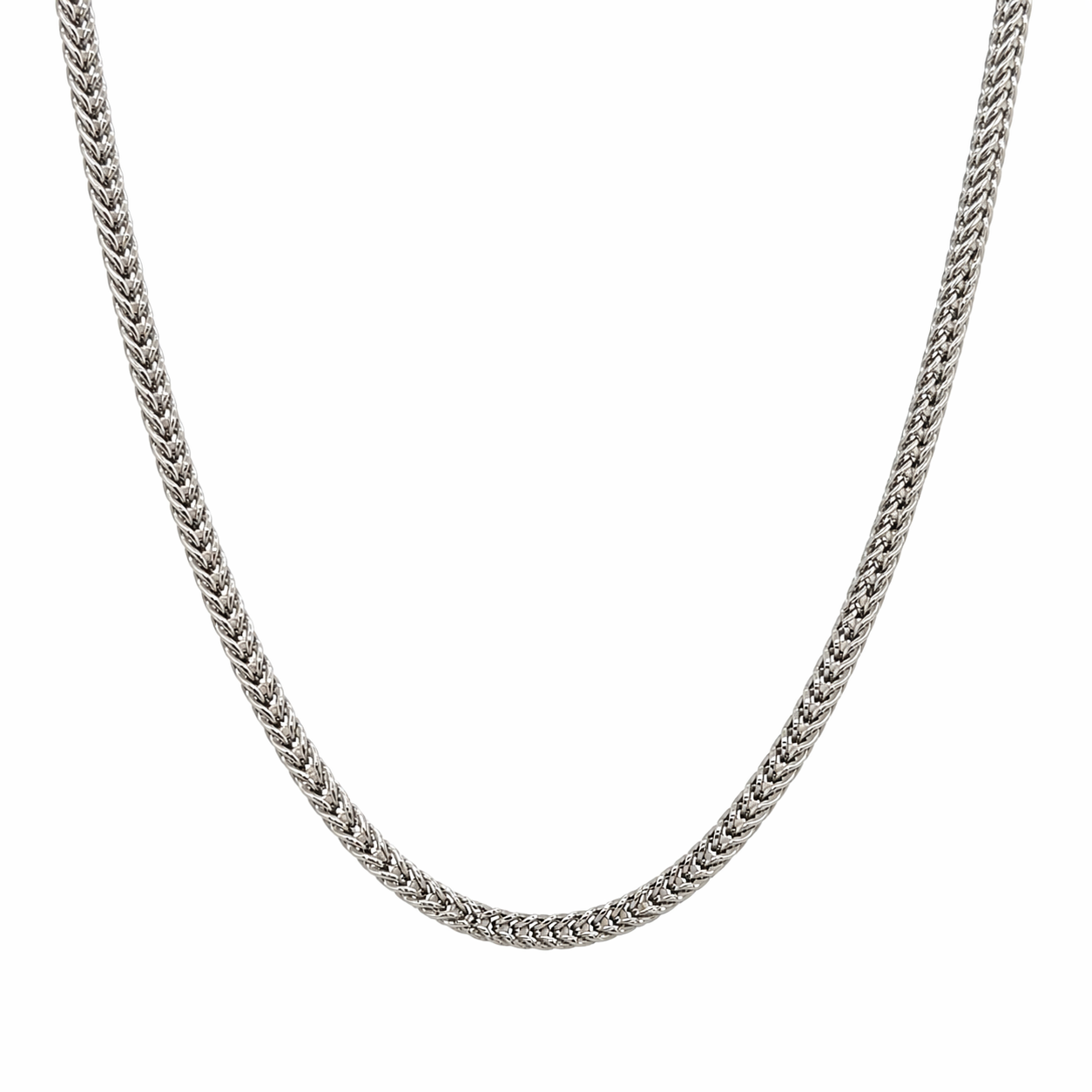 Massive Silberkette 925 rhodiniert – 5 mm geflochtene Kette, kantiges Design Unisex