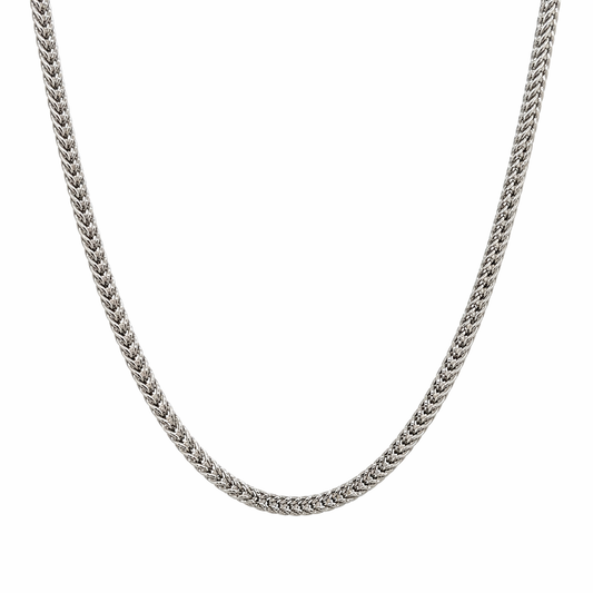 Massive Silberkette 925 rhodiniert – 5 mm geflochtene Kette, kantiges Design Unisex