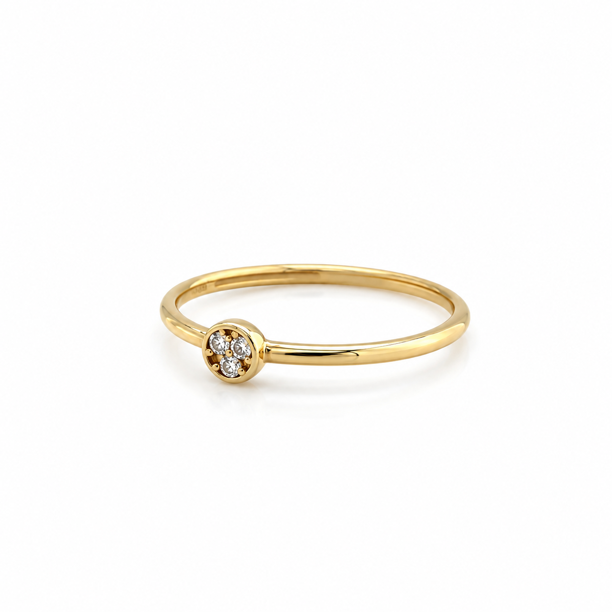 Damenring aus 585 Gelbgold mit rundem Zirkonia-Besatz