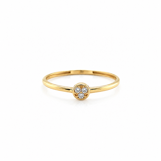 Filigraner Damenring aus 585 Gelbgold mit 3 Zirkonia im runden Cluster-Design