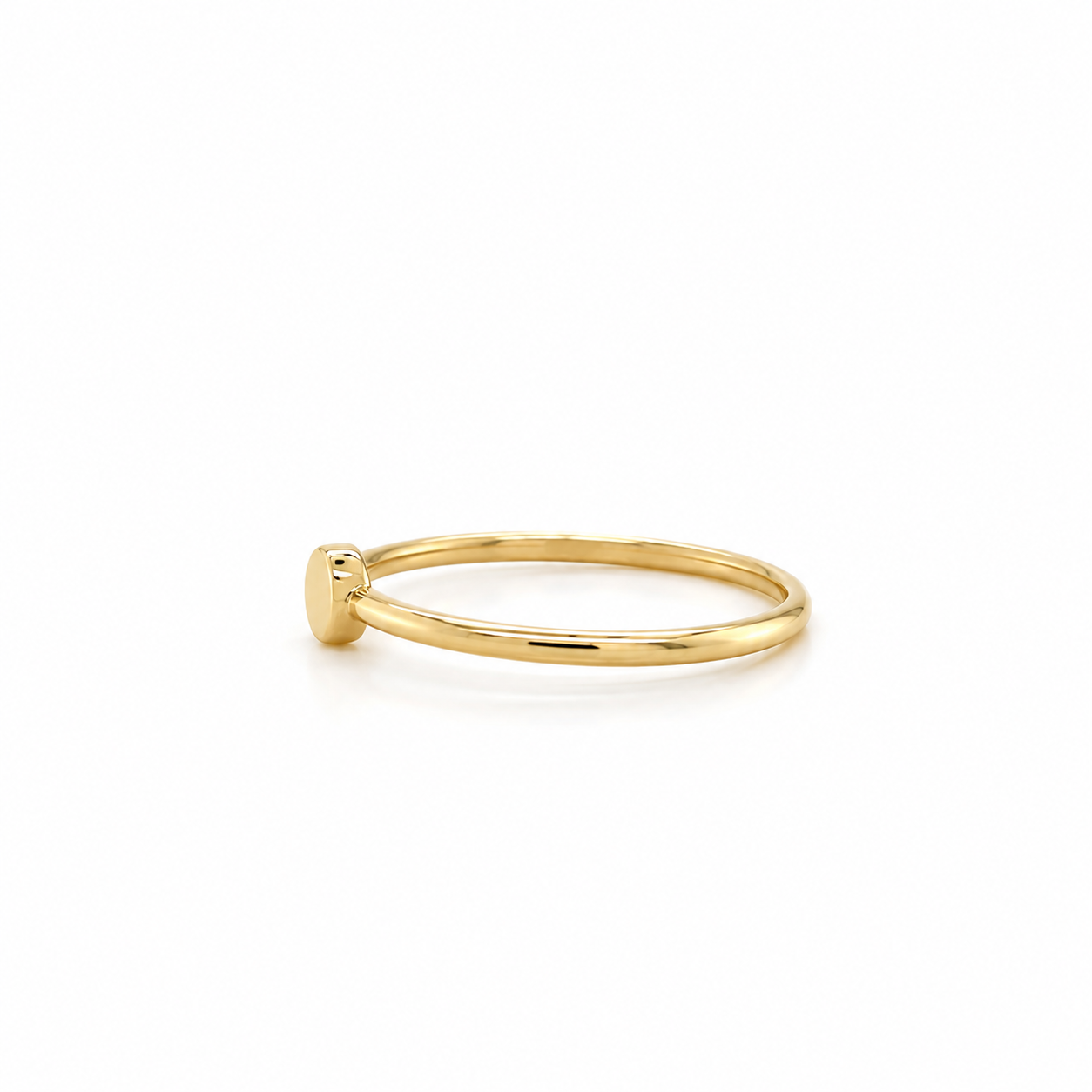 Plättchenring Damen 585 Gelbgold – filigraner Goldring mit runder Platte