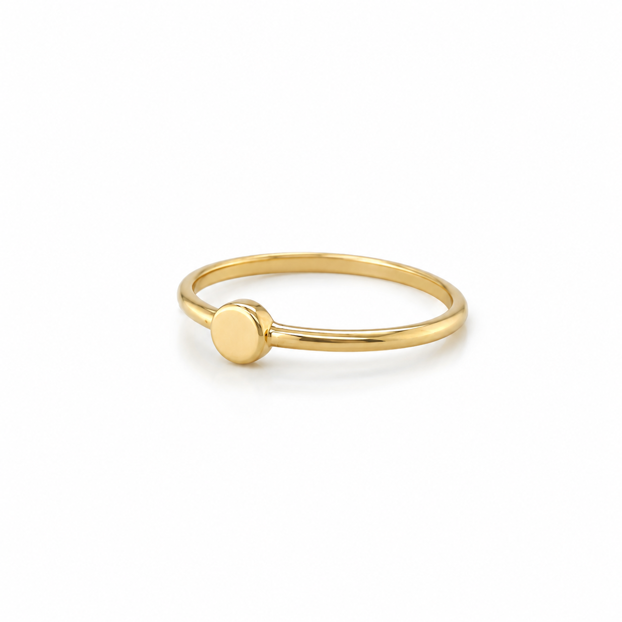 Plättchenring Damen 585 Gelbgold – filigraner Goldring mit runder Platte