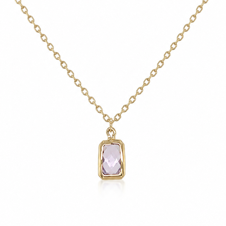 Damenkette aus 585 Gelbgold mit rechteckigem Zirkonia Anhänger