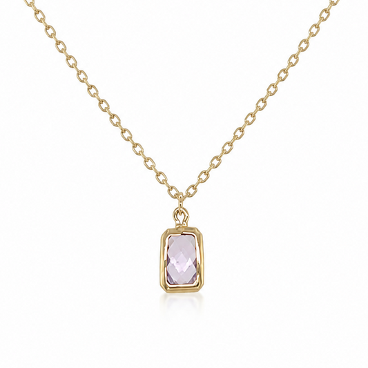 Damenkette aus 585 Gelbgold mit rechteckigem Zirkonia Anhänger