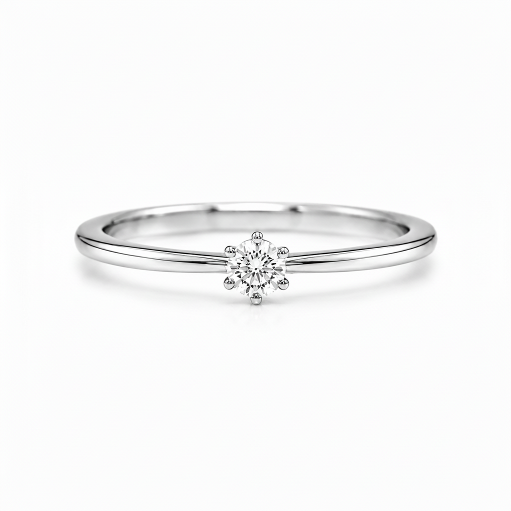 Verlobungsring aus 750 Weißgold mit Brillant 0,12 ct in Frontansicht