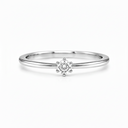 Verlobungsring aus 750 Weißgold mit Brillant 0,12 ct in Frontansicht