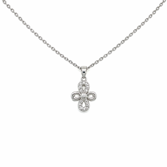 925 Silber Kreuz Kette rhodiniert mit Zirkonia 45 cm