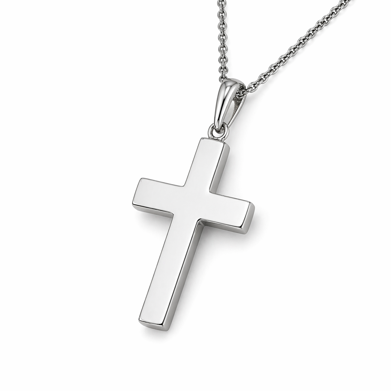 925 Silber Kreuz Kette rhodiniert – poliert & strukturiert – 45 cm