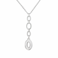 925 Silber Y Kette rhodiniert mit ovalem Anhänger und Drop Design 41 plus 4 cm