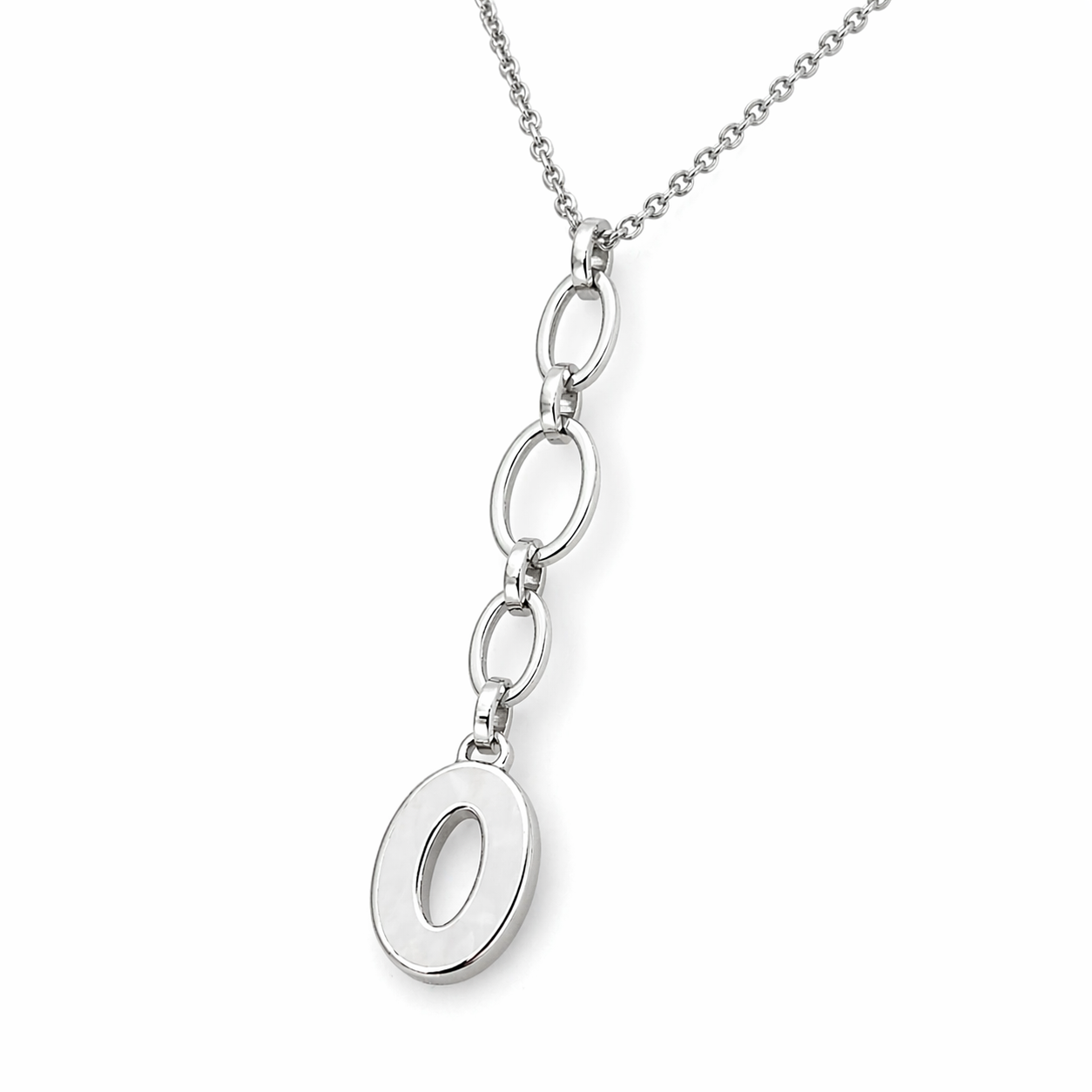 925 Silber Y-Kette mit O-Anhänger – rhodiniert – 41 + 4 cm