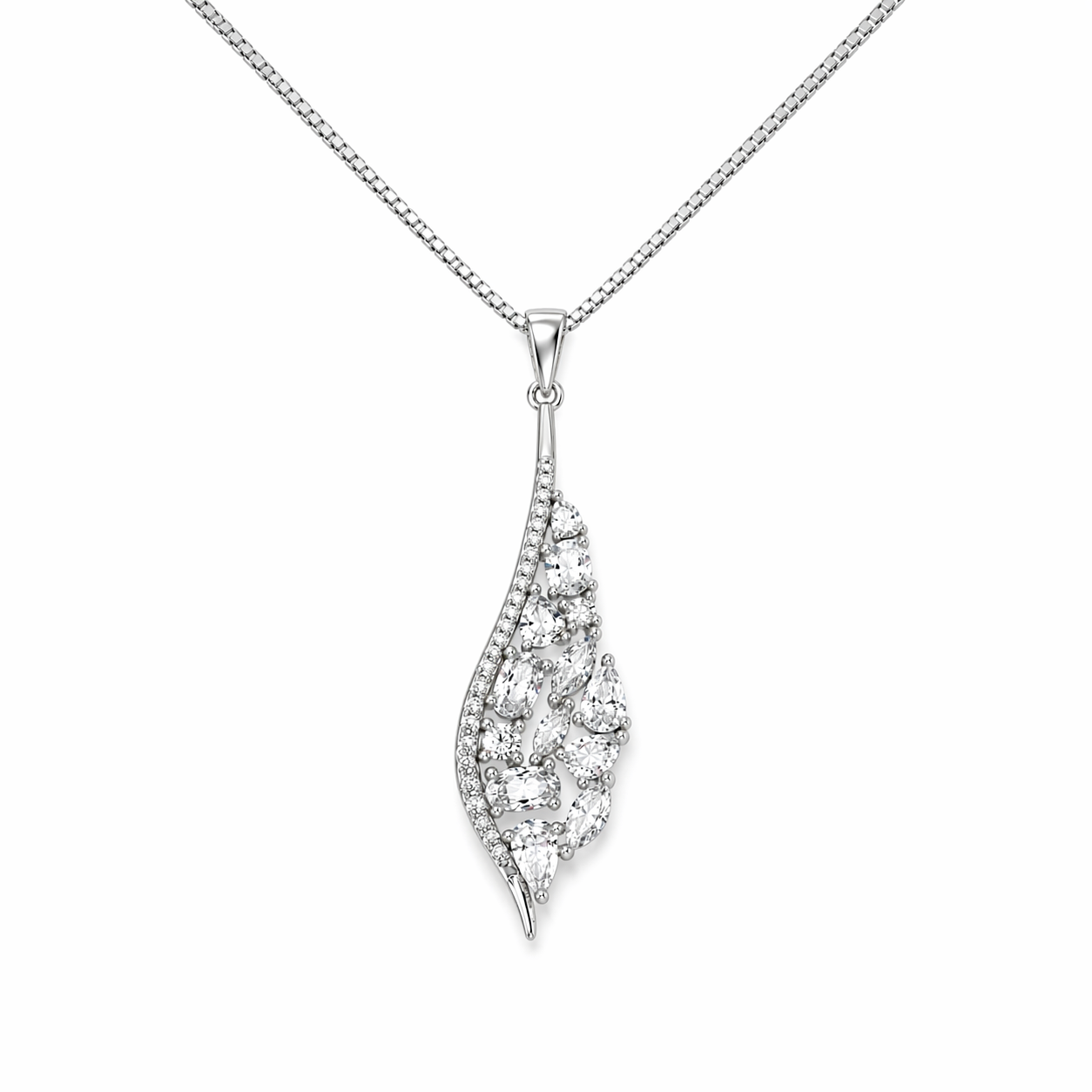Silberkette mit Zirkonia Anhänger – 925 Sterling Silber rhodiniert, 45 cm
