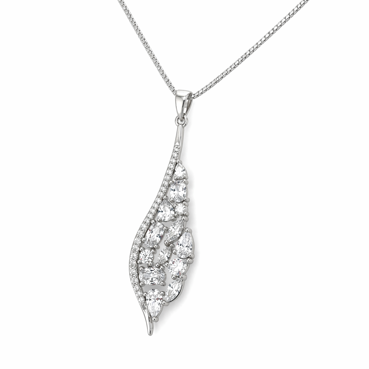 Silberkette mit Zirkonia Anhänger – 925 Sterling Silber rhodiniert, 45 cm