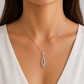 925 Silber Kette mit Zirkonia Anhänger – rhodiniert – 45 cm