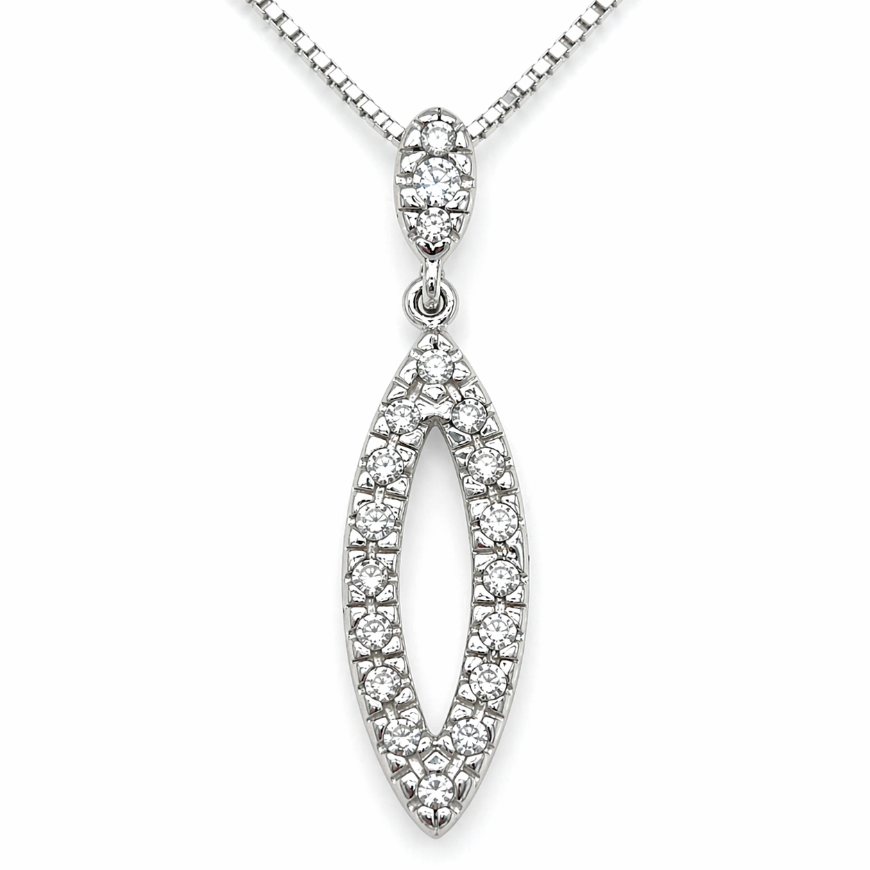 925 Silber Kette mit Zirkonia Anhänger – rhodiniert – 45 cm