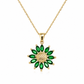 Damenkette aus 585 Gelbgold mit grünem Zirkonia Blumenanhänger