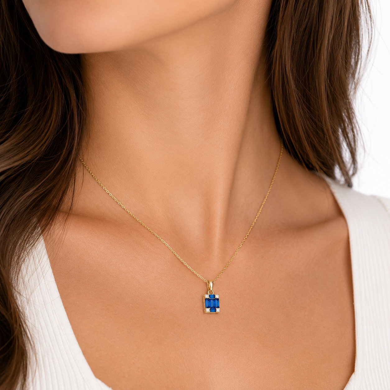 Schmuckset 585 Gelbgold mit blauen Zirkonia – Anhänger, Ring & Ohrstecker