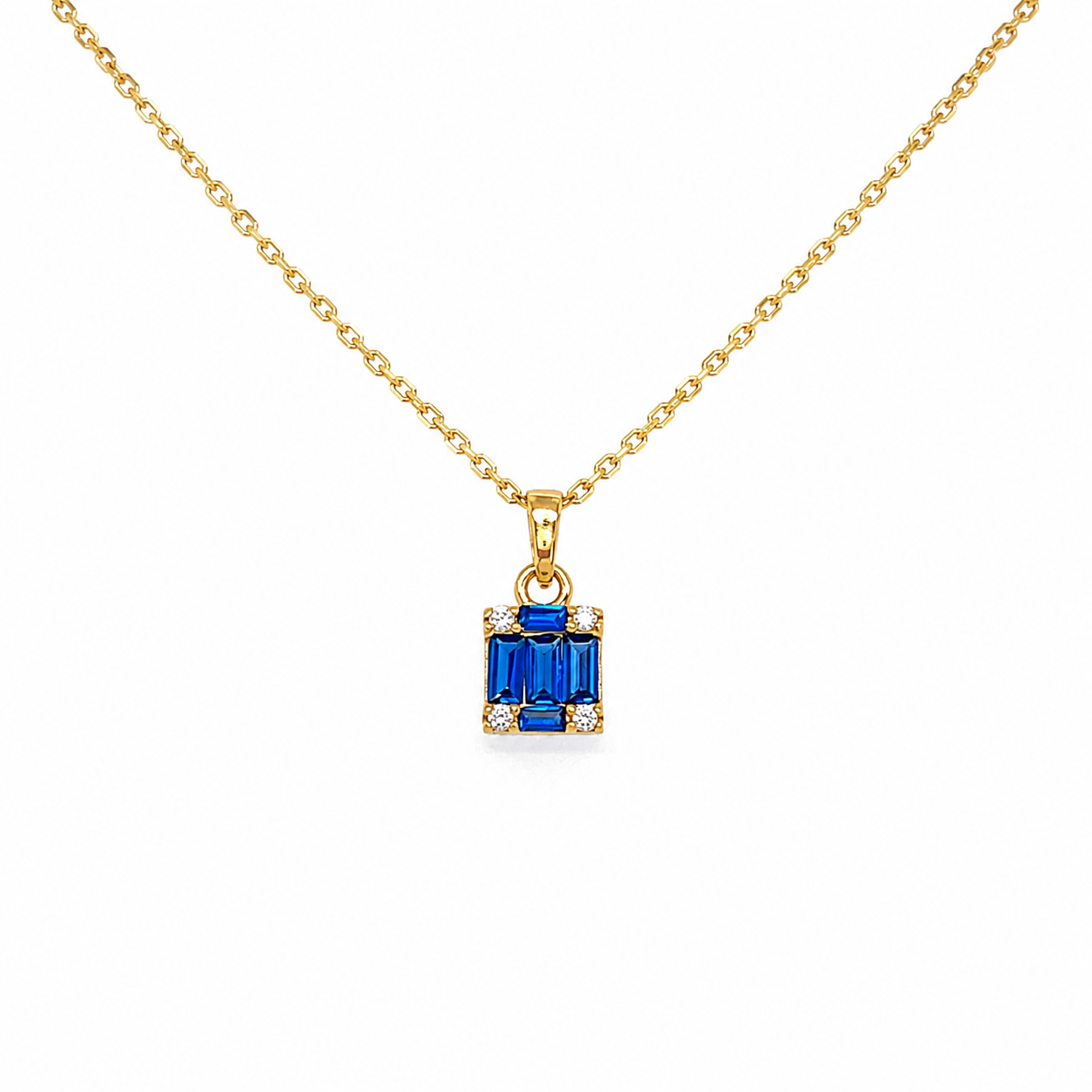 Schmuckset 585 Gelbgold mit blauen Zirkonia – Anhänger, Ring & Ohrstecker