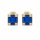 Elegantes Goldschmuckset mit blauen Baguette Zirkonia