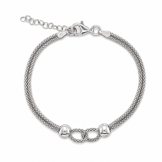 Kugelarmband aus 925 Sterling Silber rhodiniert mit Knoten-Motiv