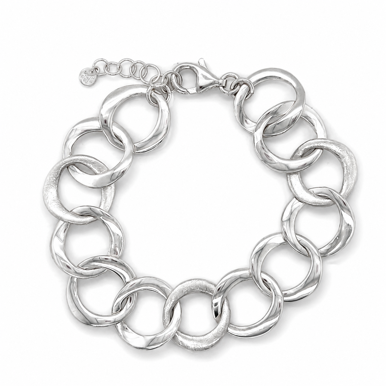 Damen Armband aus rhodiniertem 925 Sterling Silber mit großen Ringgliedern