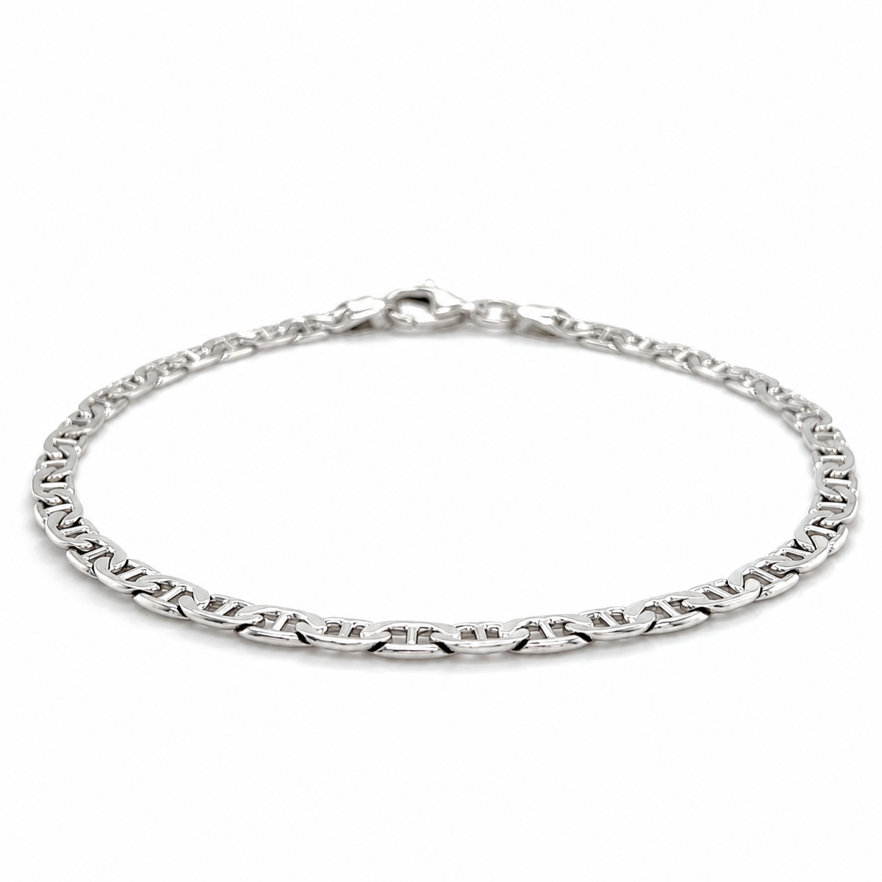 Silberarmband rhodiniert mit Panzer-S-Gliederung