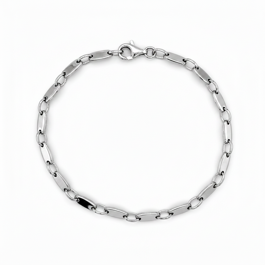 Herrenarmband 925 Sterling Silber rhodiniert mit Plättchengliedern