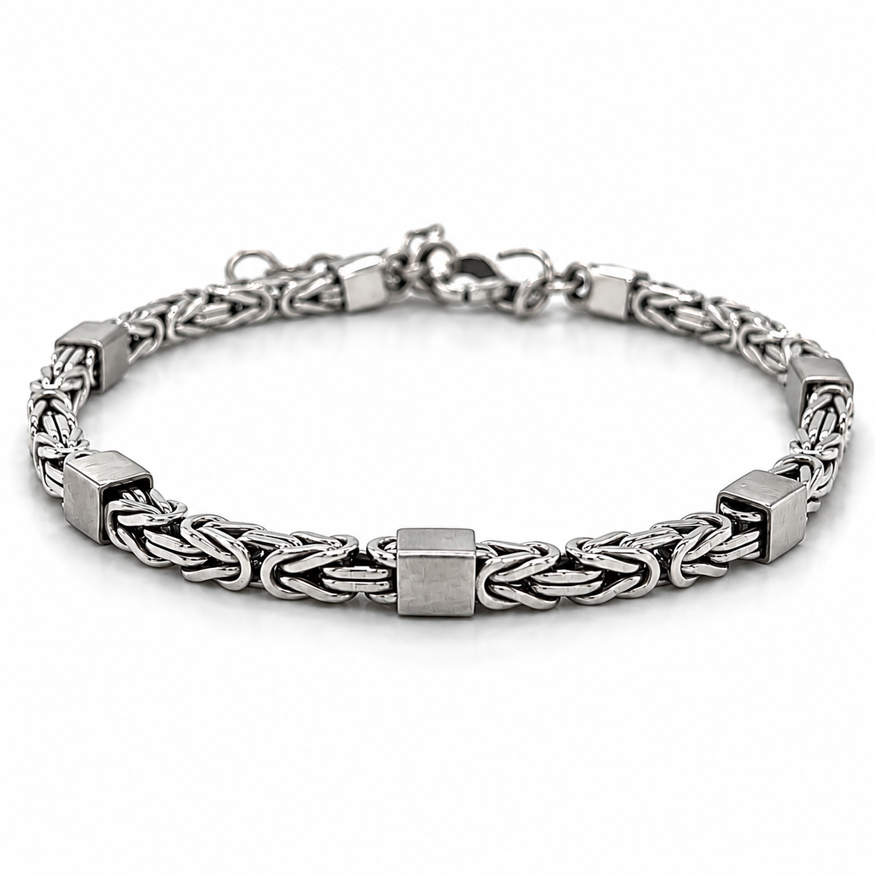Rhodiniertes 925 Silber Armband für Herren mit Königsketten-Design