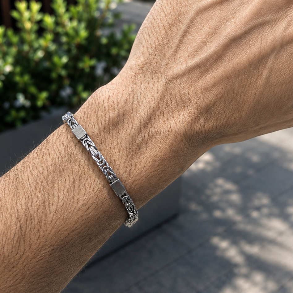 Silbernes Königsketten-Armband 19+3 cm längenverstellbar